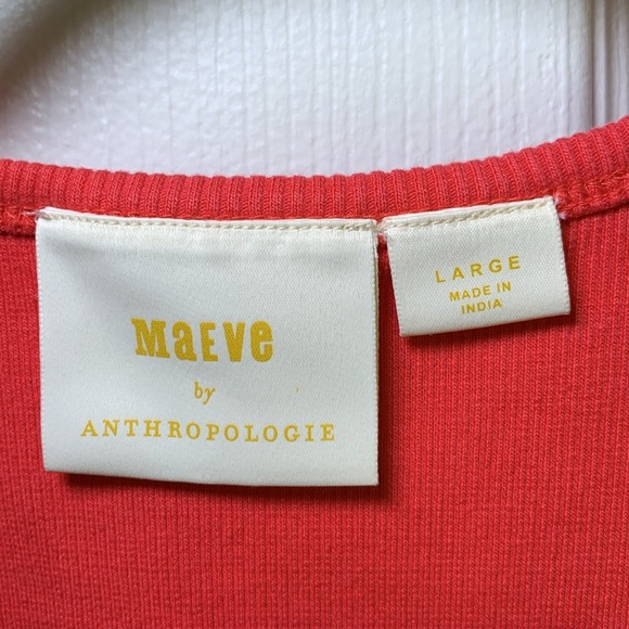 Maeve by Anthropologie pink ribbed cotton crop tank top size large - Picture 2 of 6